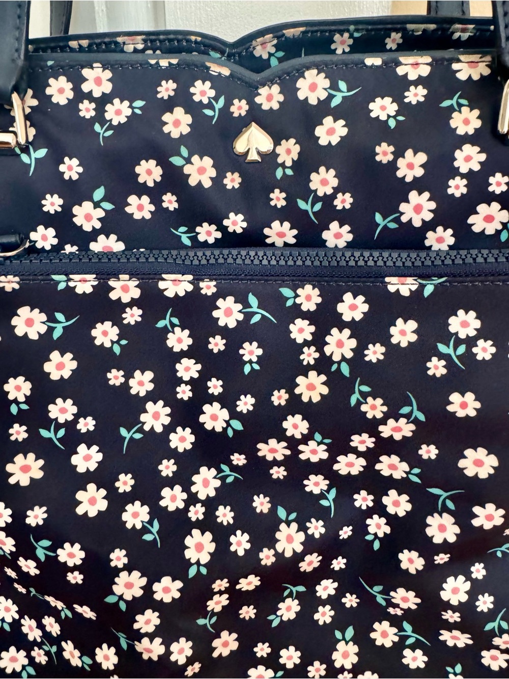 kate spade Navy Tote with Pink and White Daisy Print - Picture 2 of 5